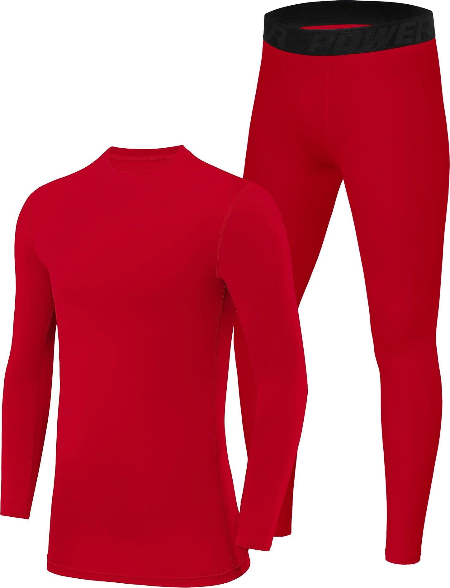 PowerLayer Skins for Boys Kids Base Layer Thermal Long Sleeve Top & Tights Football Compression Set