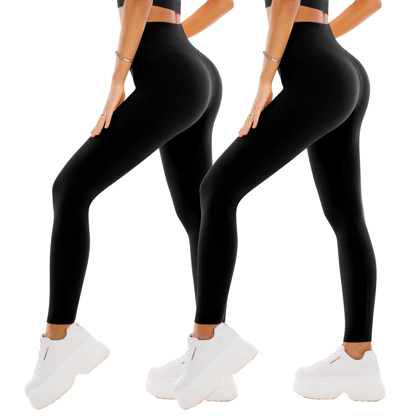 SINOPHANT High Waisted Leggings for Women, Buttery Soft Elastic Opaque Tummy Control Leggings, Plus Size Workout Gym Yoga