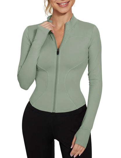 IECCP Womens Gym Tops Long Sleeve Sports T-Shirt Fitness Workout Yoga Crop Tops Ladies Running Tee Shirts Half Zip Breathable Activewear with Thumb Holes