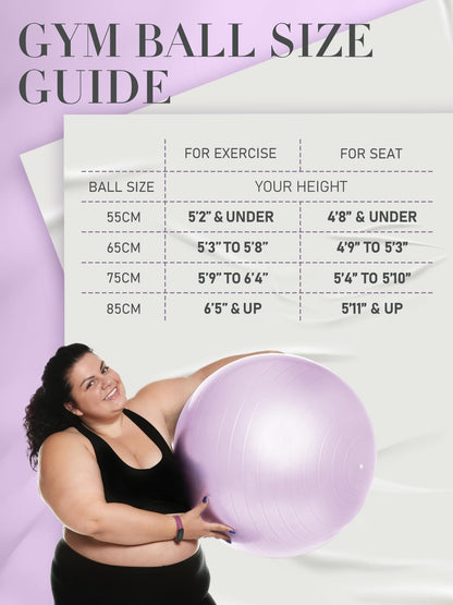 PhysKcal Gym Ball 55-85cm Exercise Swiss Ball
