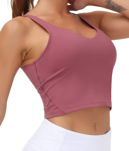 THE GYM PEOPLE Womens' Sports Bra Longline Wirefree Padded with Medium Support