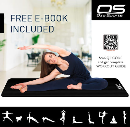 OZE SPORTS Yoga Mat – Extra Thick NBR Foam, Non-Slip, Large