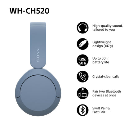 Sony WH-CH520 Wireless Bluetooth On-Ear Headphones