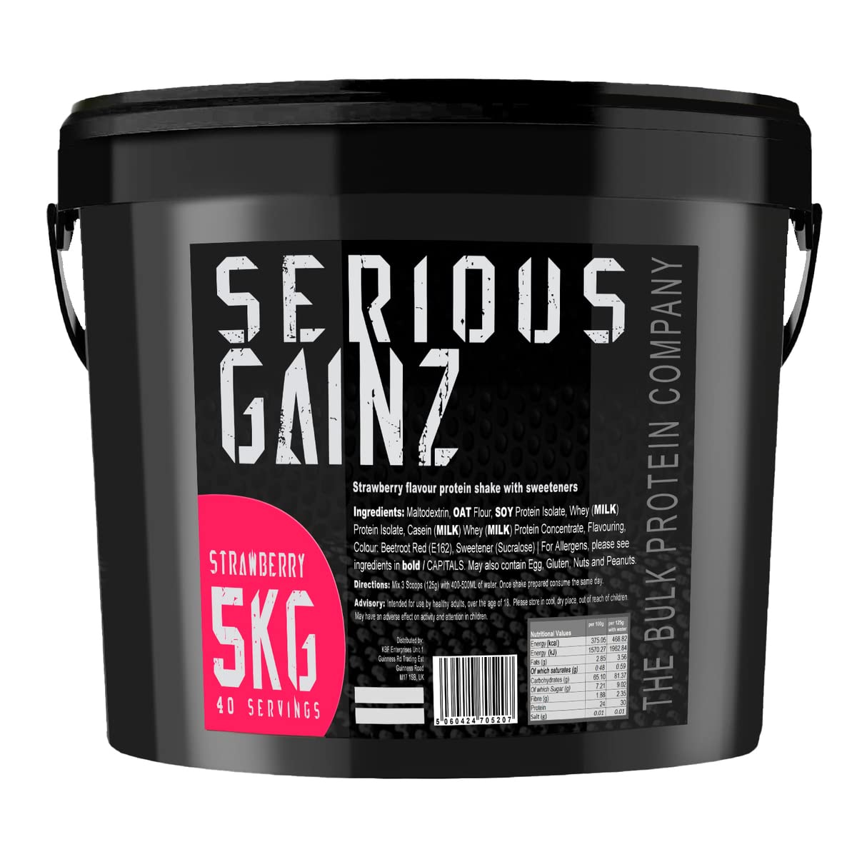 The Bulk Protein Company, SERIOUS GAINZ - Whey Protein Powder - Weight Gain, Mass Gainer - 30g Protein Powders (Strawberry, 5kg)