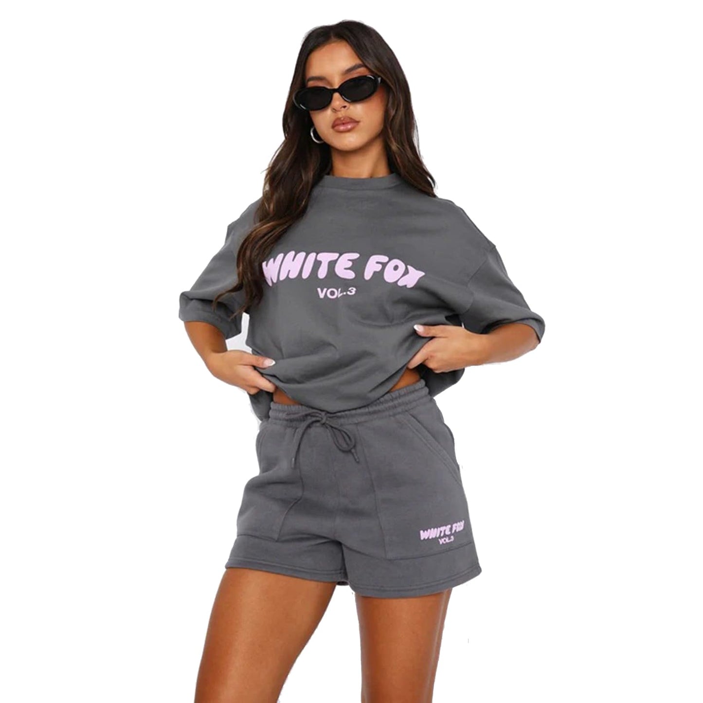 Womens Tracksuit Two Piece Pullover and Loose Short Sweatpants