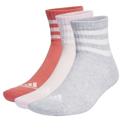 adidas Unisex 3-stripes Cushioned Sportswear Mid-cut Socks 3 Pairs Ankle Socks (pack of 3)