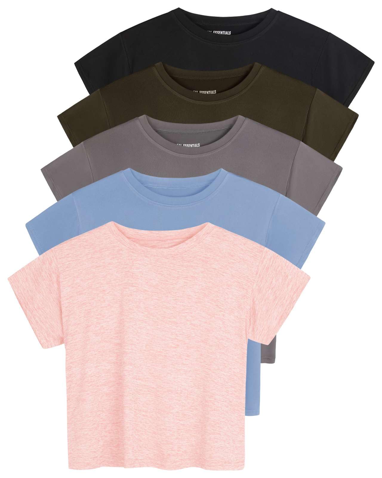 Real Essentials 5 Pack: Women's Dry Fit Crop Top