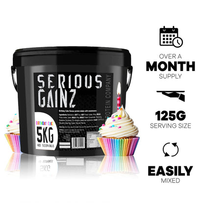 The Bulk Protein Company, SERIOUS GAINZ - Whey Protein Powder - Weight Gain, Mass Gainer - 30g Protein Powders (Strawberry, 5kg)