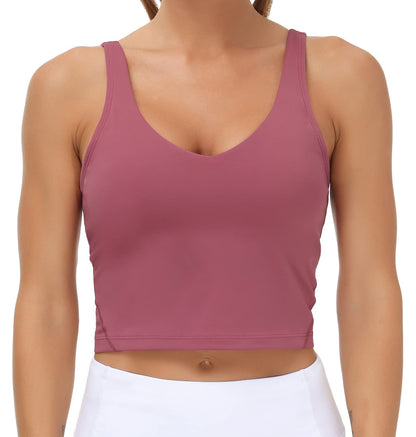 THE GYM PEOPLE Womens' Sports Bra Longline Wirefree Padded with Medium Support