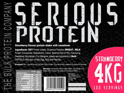 SERIOUS PROTEIN – Protein Powder – 4kg – Low Carb – Supports Lean Muscle Growth – Recovery Supplement - The Bulk Protein Company - 133 Servings (Salted Caramel)