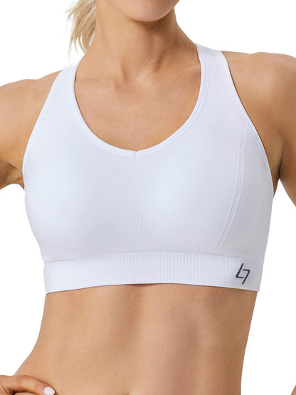 FITTIN Racerback Sports Bra for Women- Padded Seamless Activewear Bras for Yoga Gym Workout Fitness