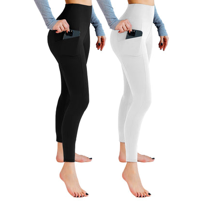 Leafigure 2-Pack High Waist Gym Leggings with Pockets for Women