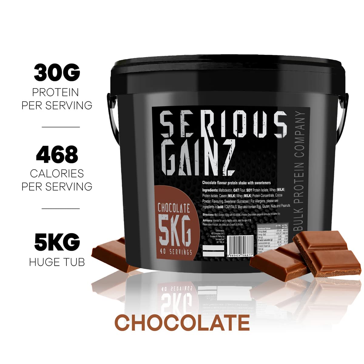 The Bulk Protein Company, SERIOUS GAINZ - Whey Protein Powder - Weight Gain, Mass Gainer - 30g Protein Powders (Strawberry, 5kg)