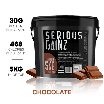 The Bulk Protein Company, SERIOUS GAINZ - Whey Protein Powder - Weight Gain, Mass Gainer - 30g Protein Powders (Strawberry, 5kg)