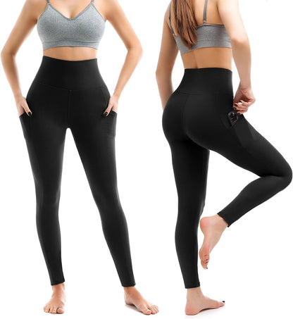 Leafigure 2-Pack High Waist Gym Leggings with Pockets for Women