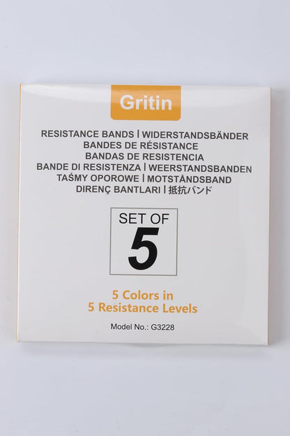 Resistance Bands, Set of 5 Skin-Friendly Resistance  Loop Bands