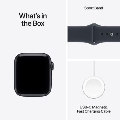 Apple Watch SE 3 GPS smartwatch box contents: sport band and USB-C fast charging cable