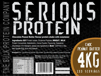 SERIOUS PROTEIN – Protein Powder – 4kg – Low Carb – Supports Lean Muscle Growth – Recovery Supplement - The Bulk Protein Company - 133 Servings (Salted Caramel)