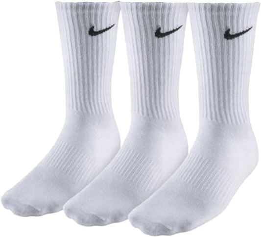 Mens NIKE 3 pair pack white cotton cushioned sport socks, Shoe 8-11, White