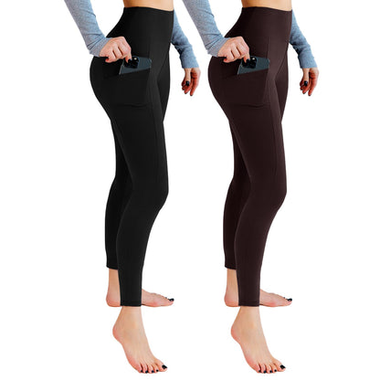 Leafigure 2-Pack High Waist Gym Leggings with Pockets for Women