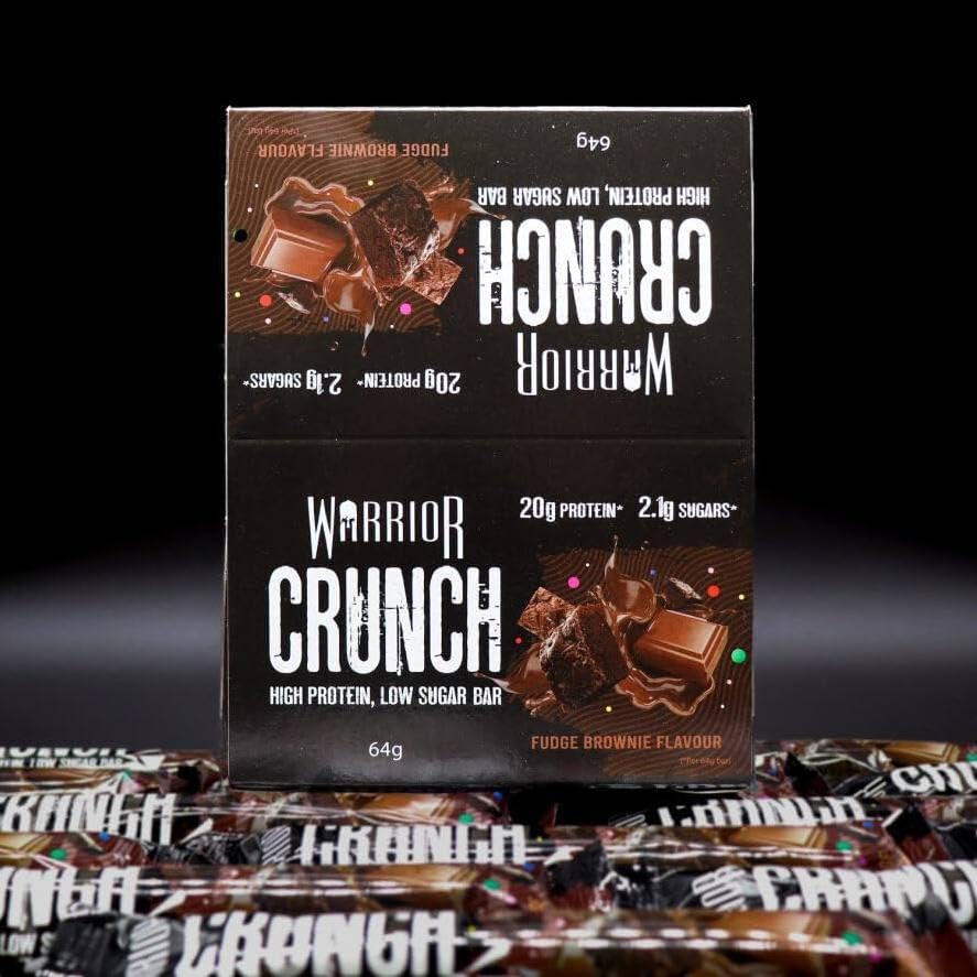 Warrior Crunch - High Protein Bars - 20g Protein Each Bar - Low Carb, Low Sugar Snack - 12 Pack x 64g (Variety Pack)