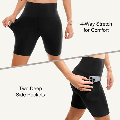 2 Pack Womens Biker Shorts with Pockets
