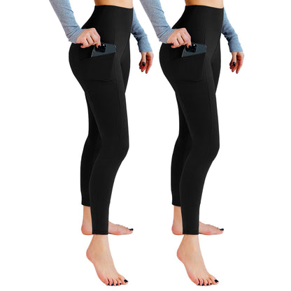 Leafigure 2-Pack High Waist Gym Leggings with Pockets for Women