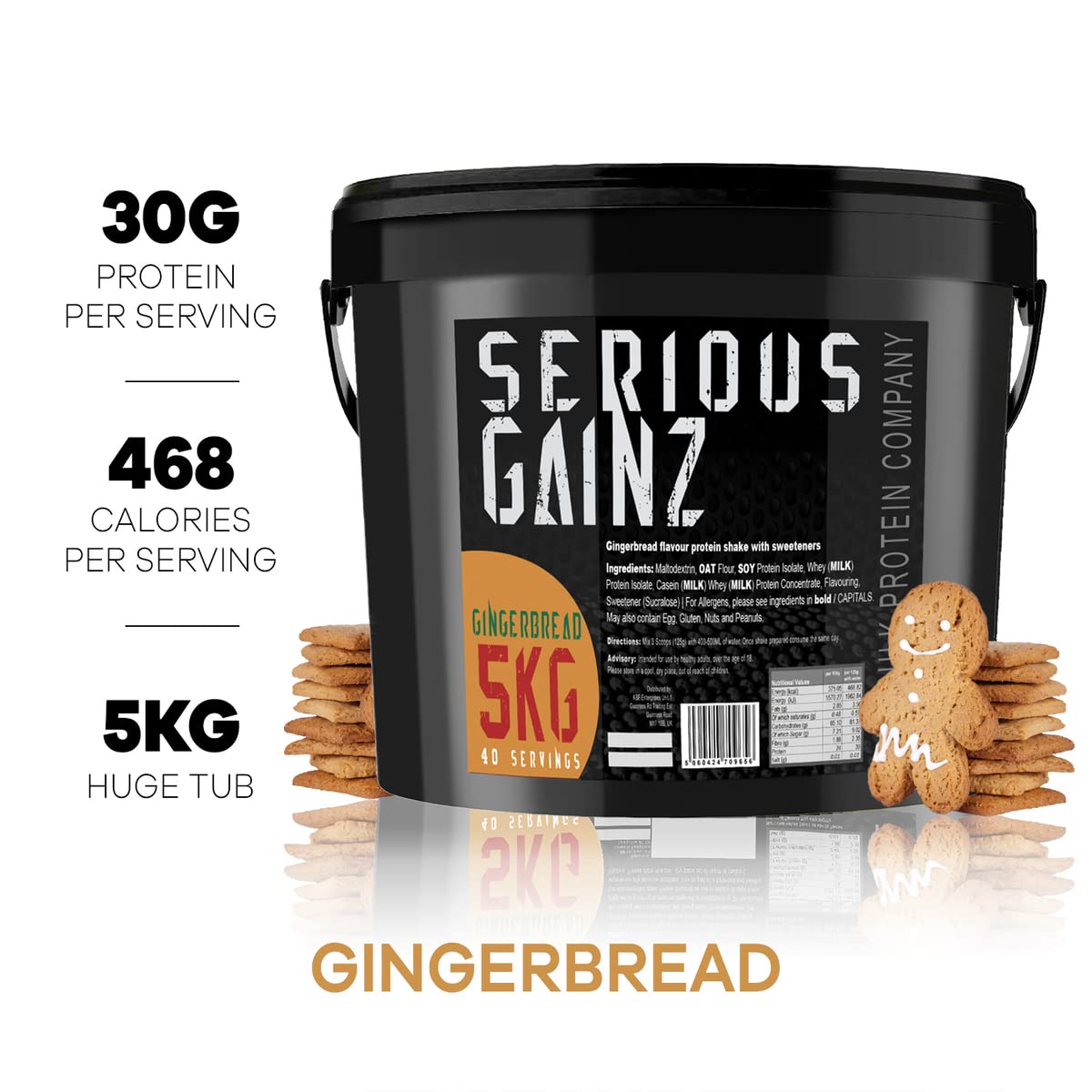 The Bulk Protein Company, SERIOUS GAINZ - Whey Protein Powder - Weight Gain, Mass Gainer - 30g Protein Powders (Strawberry, 5kg)