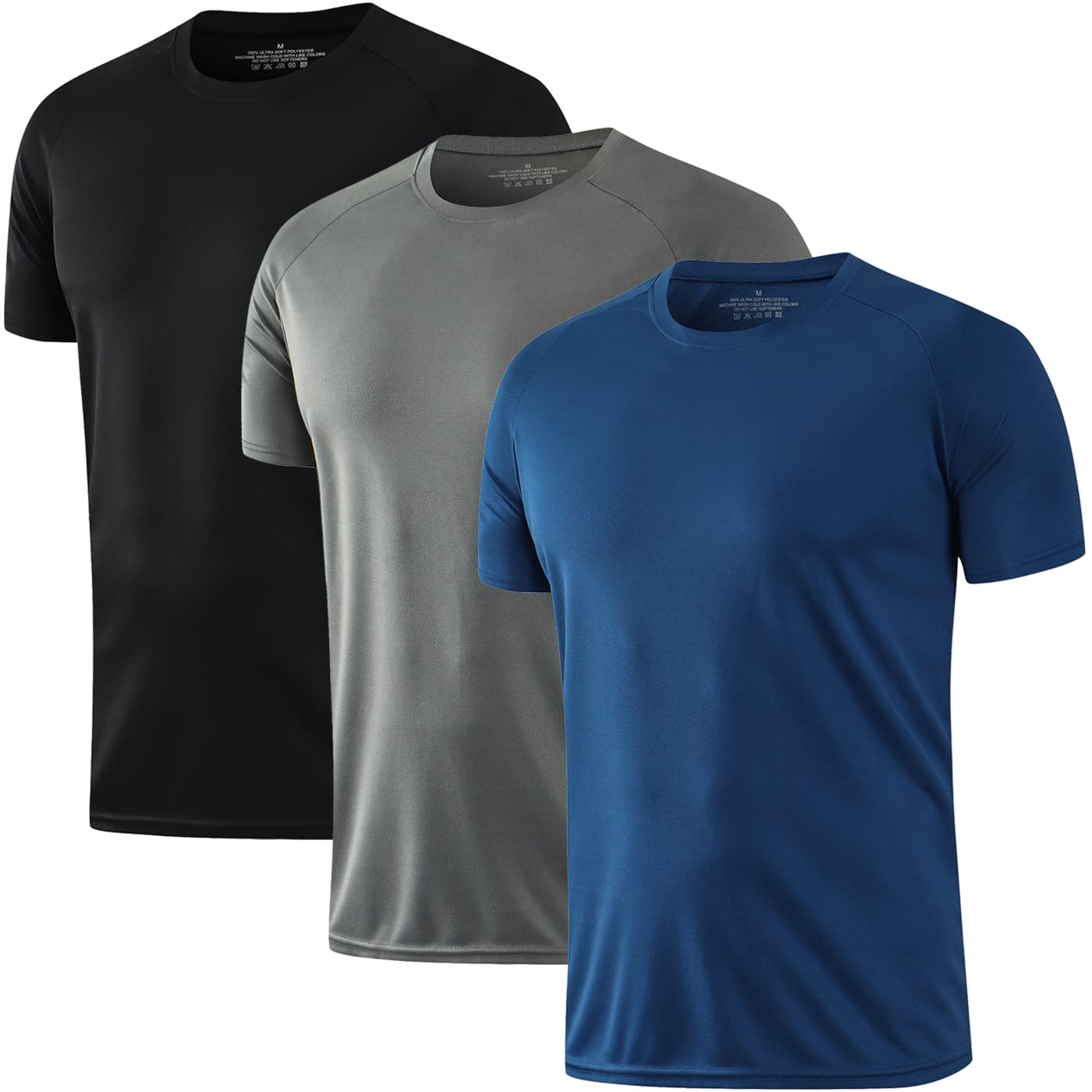 HOPLYNN 3/5 Pack Running Shirts Men Sport Tops Dry Fit Gym Wicking Athletic T Shirts Breathable Cool Workout Shirts