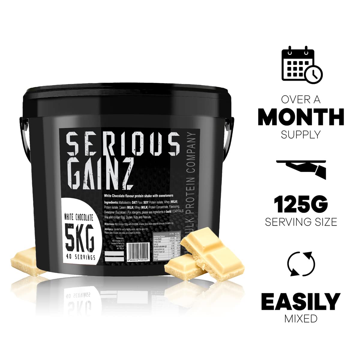 The Bulk Protein Company, SERIOUS GAINZ - Whey Protein Powder - Weight Gain, Mass Gainer - 30g Protein Powders (Strawberry, 5kg)