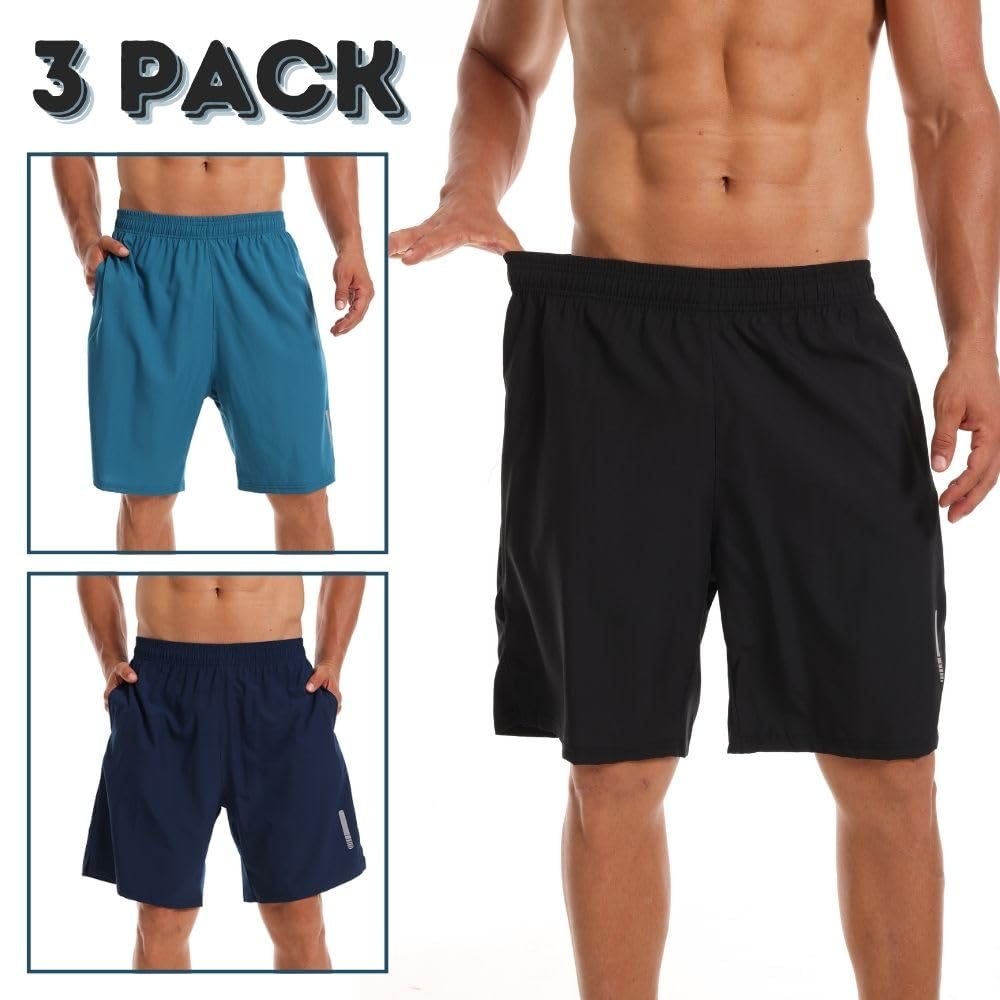 fovdtaa 3 Pack Mens Sports Shorts Quick Dry Shorts Gym Running Workout Activewear Men Running Shorts