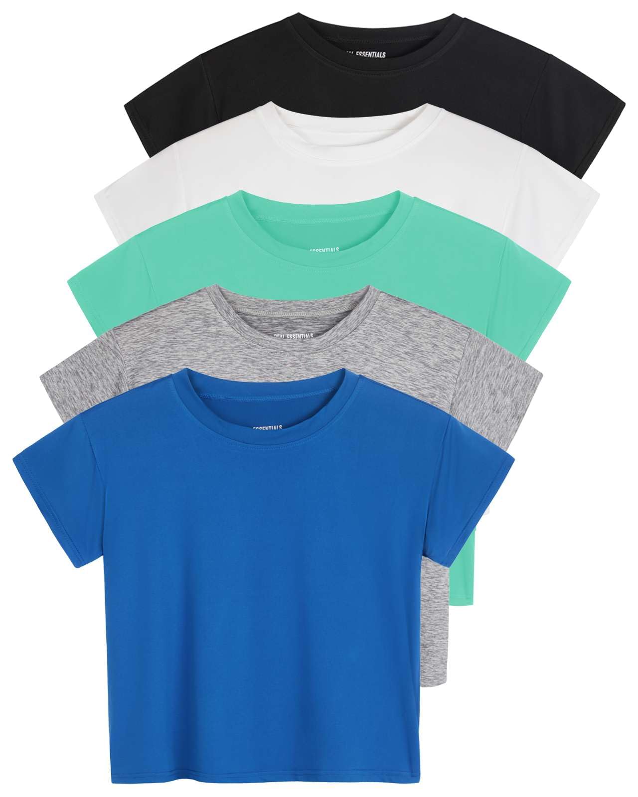 Real Essentials 5 Pack: Women's Dry Fit Crop Top