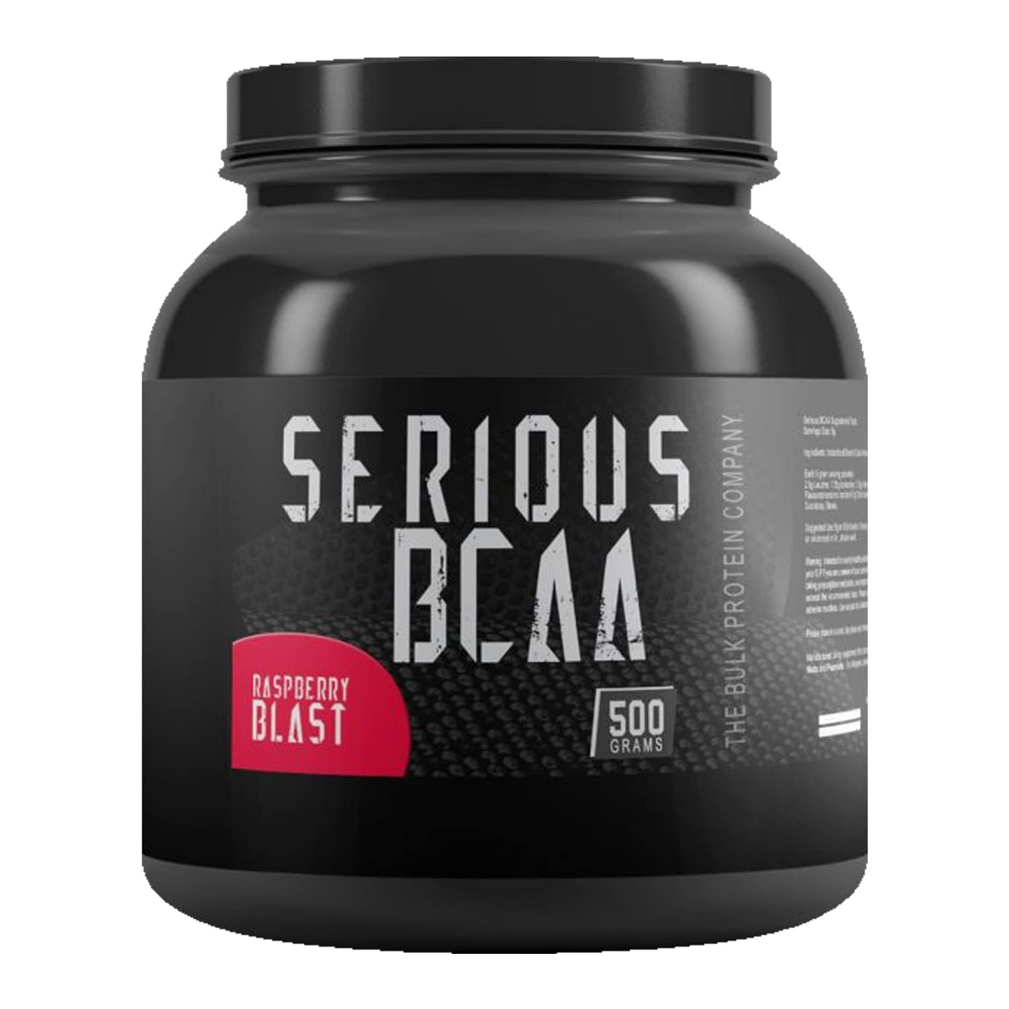 Serious BCAA Powder 500g, 100 Servings Pre Workout - Helps Build Muscle - The Bulk Protein Company (Raspberry Blast)