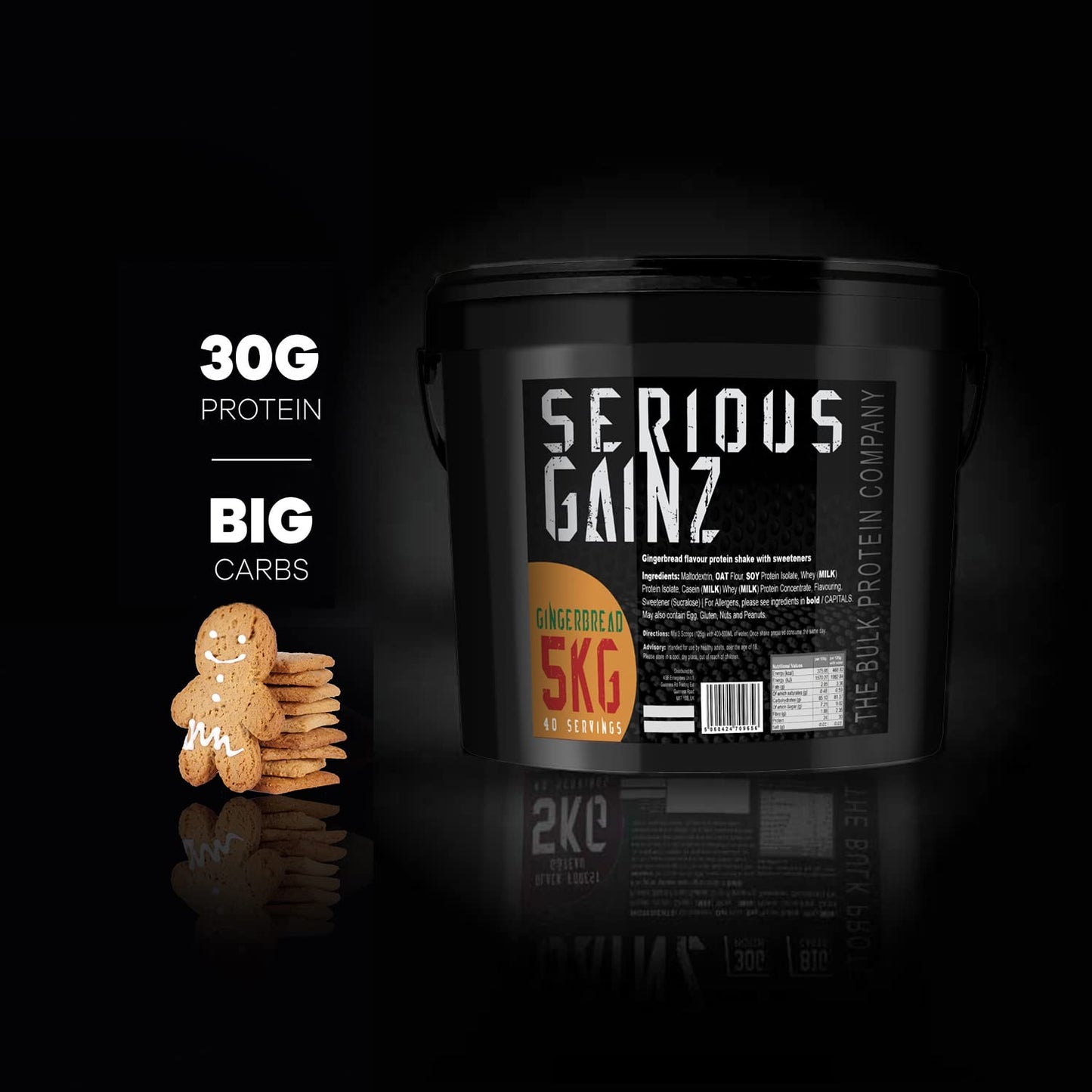 The Bulk Protein Company, SERIOUS GAINZ - Whey Protein Powder - Weight Gain, Mass Gainer - 30g Protein Powders (Strawberry, 5kg)