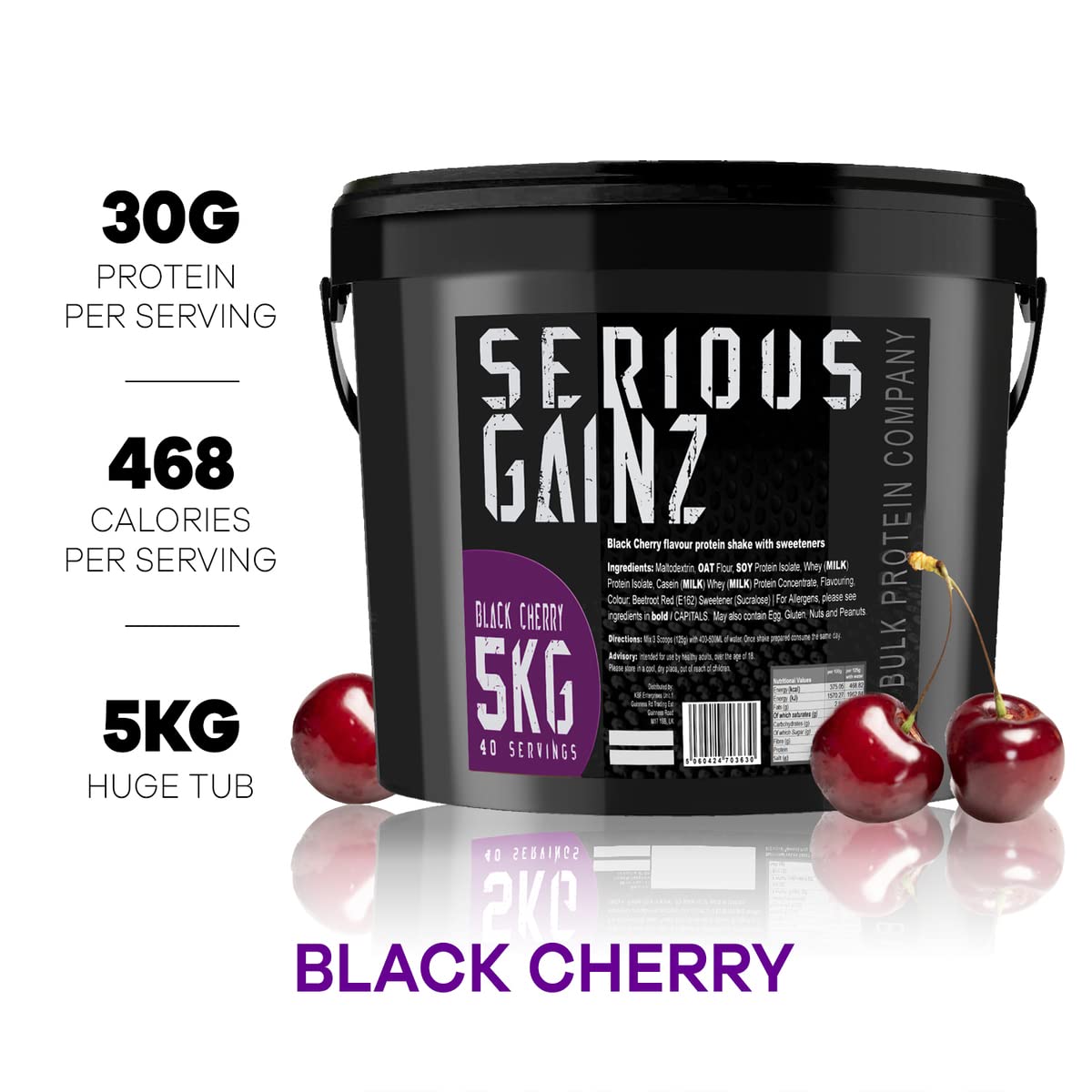 The Bulk Protein Company, SERIOUS GAINZ - Whey Protein Powder - Weight Gain, Mass Gainer - 30g Protein Powders (Strawberry, 5kg)