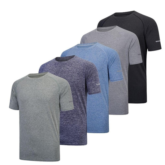 fovdtaa 5 Pack Mens Short Sleeve Crew Neck Gym T Shirt Workout Running Tops Mens Breathable Athletic Shirts Short Sleeve Sport Tops