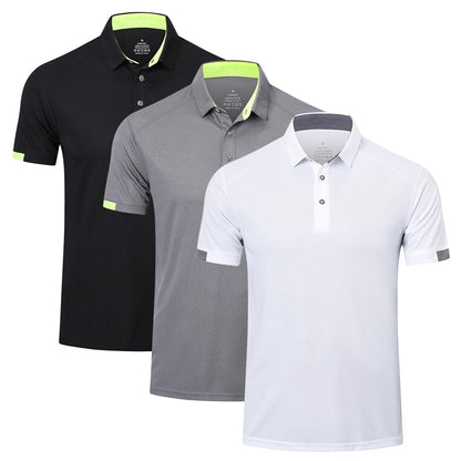 HUAKANG 3 Pack Mens Polo Shirts Short Sleeve Breathable Quick Dry Golf Polo Shirts Mens Running Sports Tee Top Gym Workout Polo T Shirts