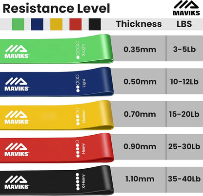 Exercise Bands Resistance Bands for Working Out, Set of 5 Bands