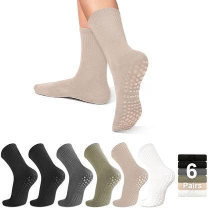 ZANZER Pilates Yoga Socks with Grips for Women,Non-Slip Yoga Crew Socks for Sport,Hospital,Ballet,Barre,Dance,Barefoot,Workout Anti-Skid Athletic Socks