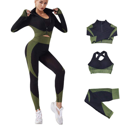 Veriliss Women's 3pcs Gym Tracksuit Sweatsuit Women's Activewear Sets 2024 Sport Yoga Fitness Clothing Ladies Workout Outfit Sportsuits for Running Jogging