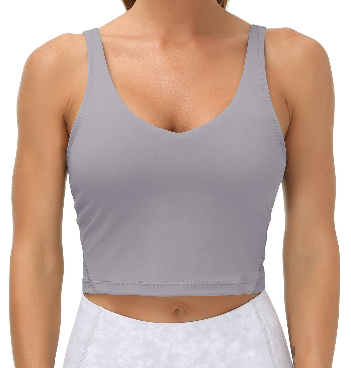 THE GYM PEOPLE Womens' Sports Bra Longline Wirefree Padded with Medium Support