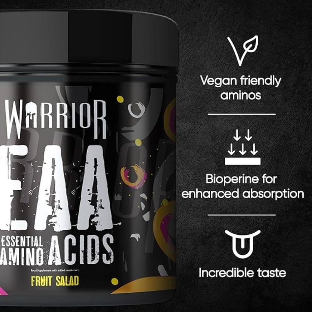 Warrior EAA - Essential Amino Acids - 360g - Provides Exceptional Support for Recovery & Muscle Soreness - Formula Includes Cyclic Dextrin, Taurine and More, Blue Raspberry