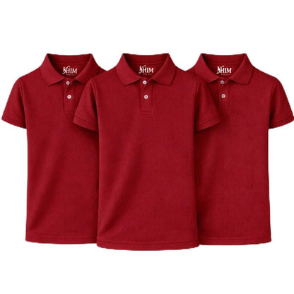 KHIM Unisex Polo Short Sleeve Polycotton Boys Girls School Uniform Plain Half Sleeve Shirts Sports Wear Indoor Outdoor