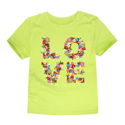 Children’s Cartoon Print Cotton Crew-Neck T-Shirt