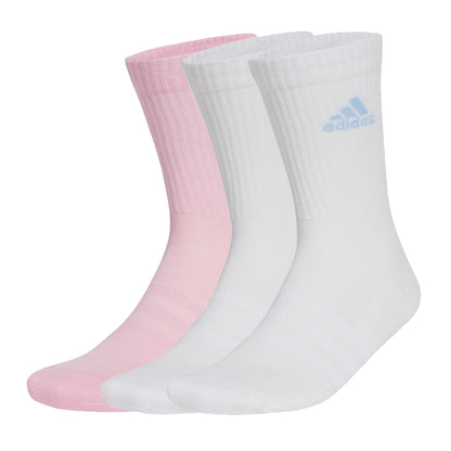 adidas Cushioned Crew Socks 3 Pairs, Cotton, White