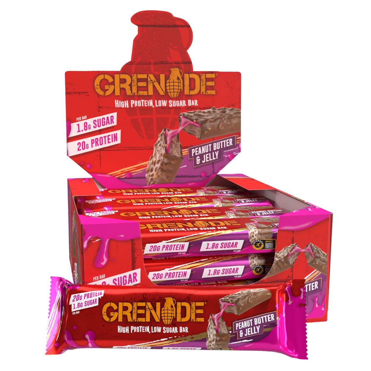 Grenade High Protein, Low Sugar Bar - White Chocolate Cookie, 12 x 60 g