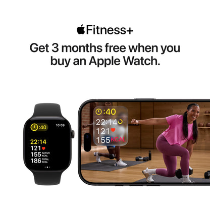 Apple Watch Series 12 GPS smartwatch with fitness activity display and running on screen