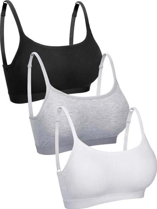 Boao 3 Pieces Mini Camisole Bra Padded Brassiere Tank Top Brassiere Women Sports Bra with Straps