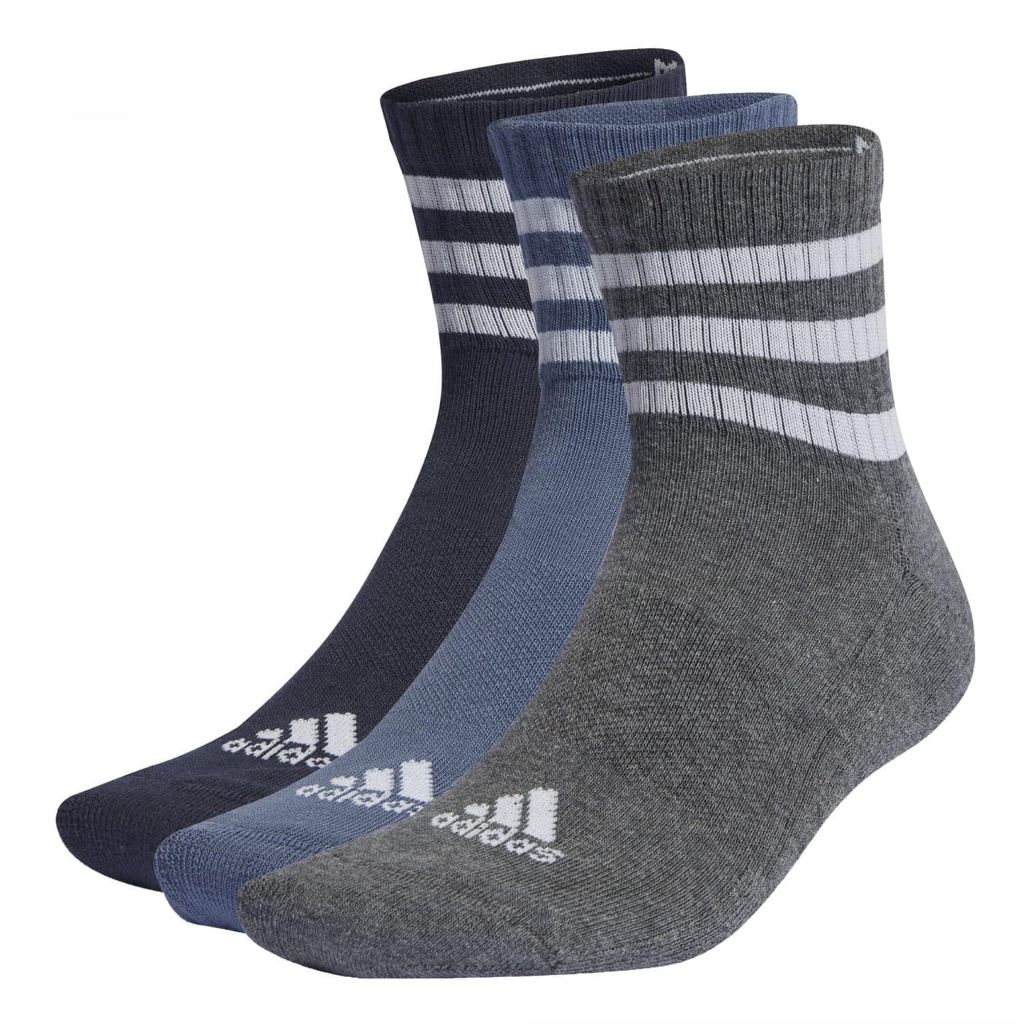 adidas Unisex 3-stripes Cushioned Sportswear Mid-cut Socks 3 Pairs Ankle Socks (pack of 3)