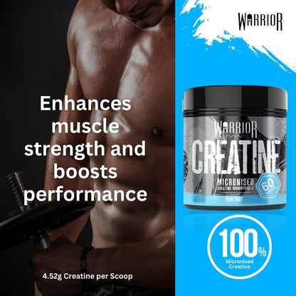 Warrior Creatine Monohydrate Powder 300g – Micronised – Proven to Improve Physical Performance and Recovery, 5g Servings (Unflavoured)